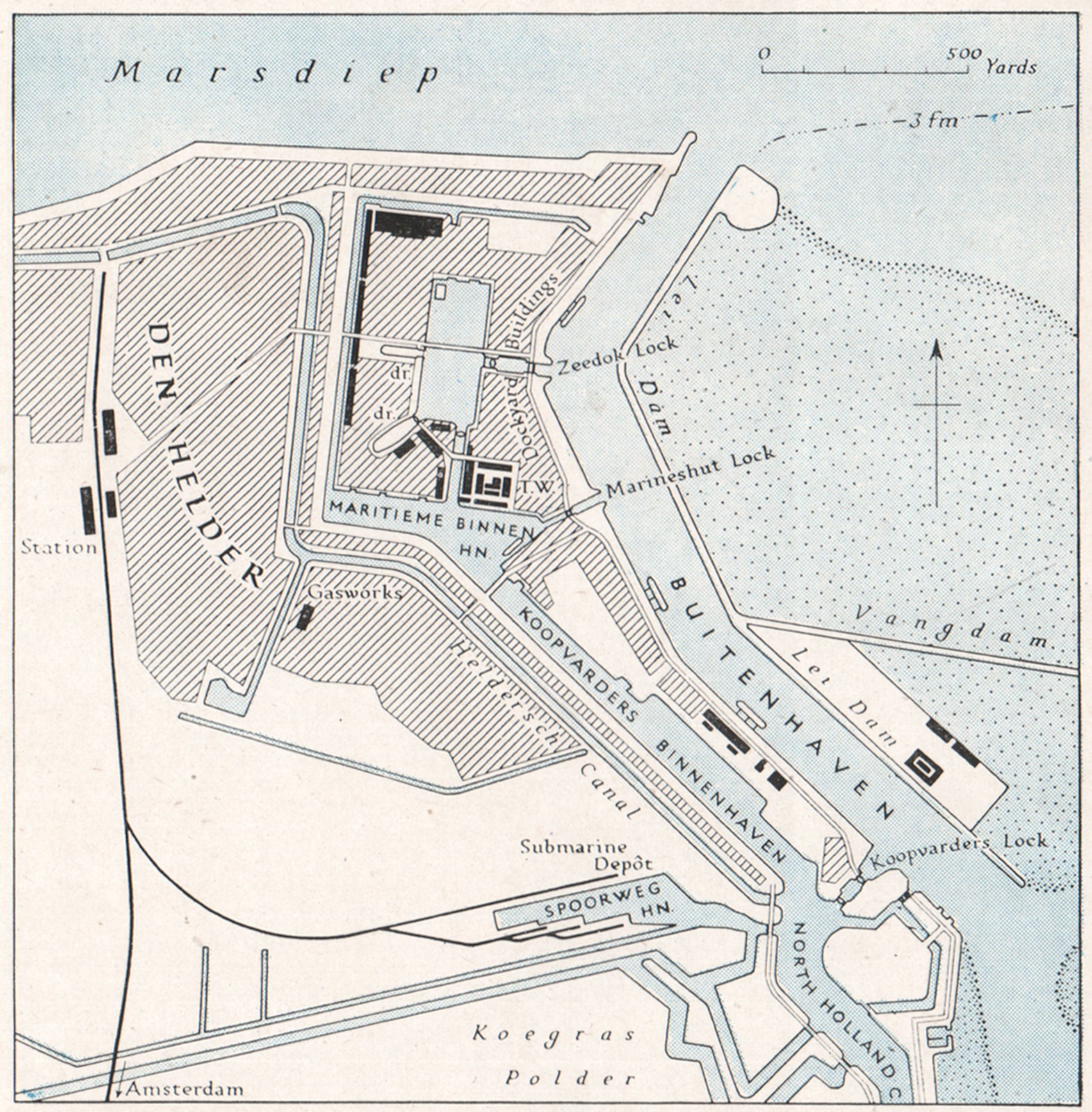 PORT OF DEN HELDER. Netherlands. WW2 ROYAL NAVY INTELLIGENCE MAP 1944 old